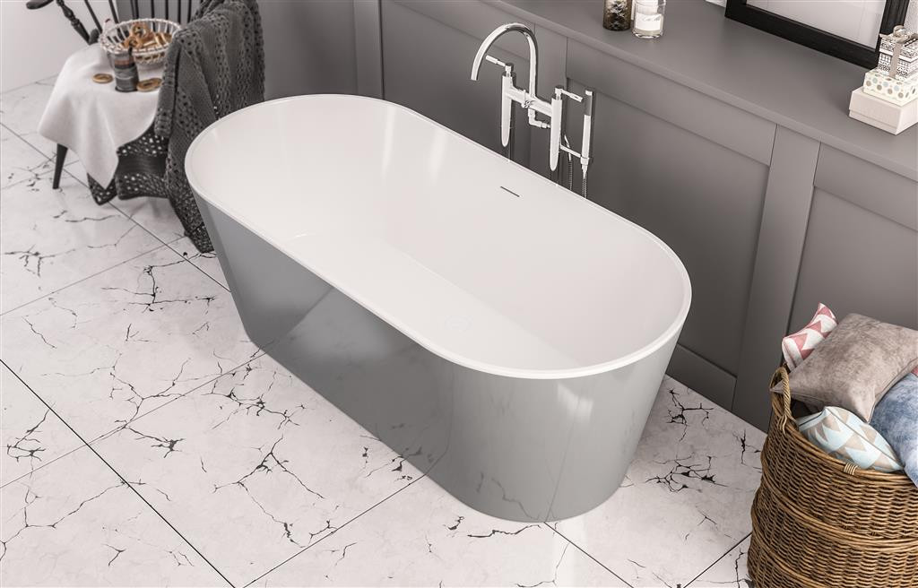 Lambeth Freestanding Bath 1590 x 740 x 560mm Including Waste - Grey