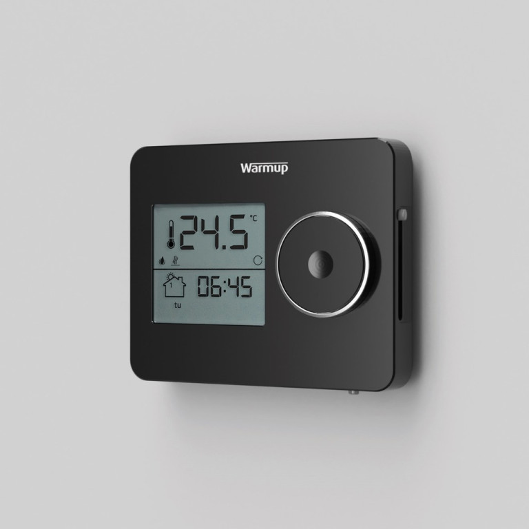 Tempo Thermostat Piano Black On Wall